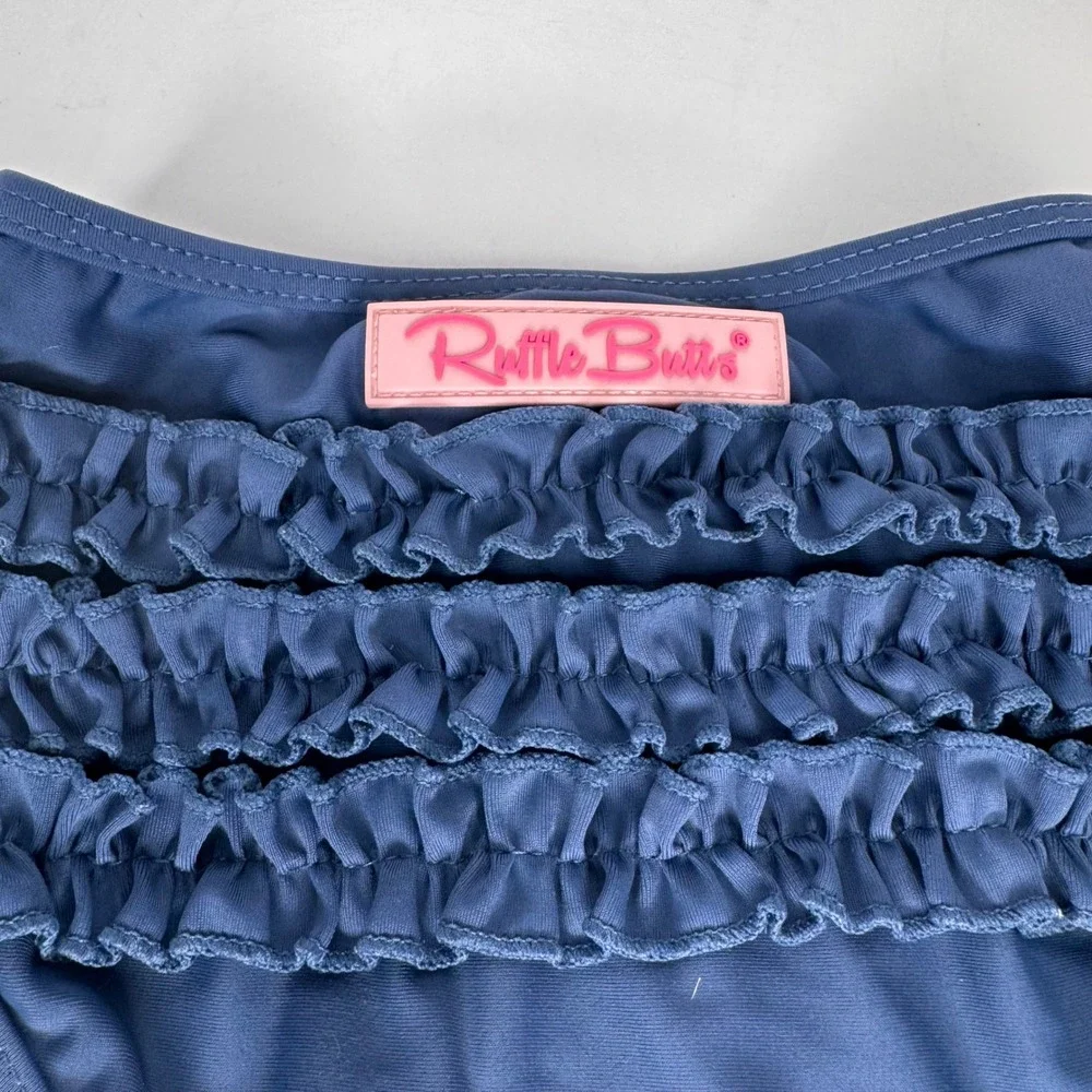 RuffleButts Navy Blue Ruffled Swim Bottoms Baby Girl 12-18M Triple Tier Ruffle